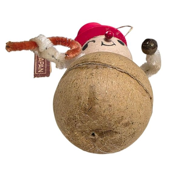Vintage Japan Snowman Bobble Head Ornament Hat Christmas Putz Pipe Cleaner Candy - Picture 5 of 9